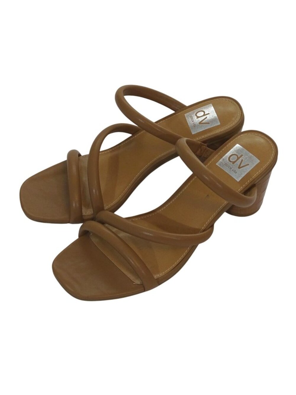 Dolce Vita Myla Block Heel Sandal Women Size 9 Tan Square Open Toe Slip On Strap